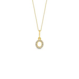 Pingente Letra O Ouro Amarelo e Diamantes