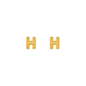 Brinco Life Letras H Prata com Banho Ouro Amarelo