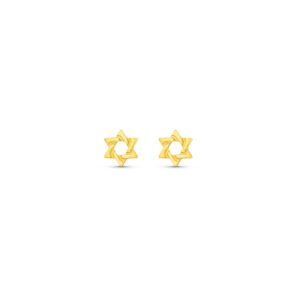 Brinco Life Petit II Estrela de Davi Prata Banho Ouro Amarelo