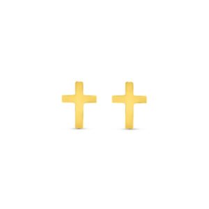 Brinco Life Cruz Religião ll Prata Banho Ouro Amarelo