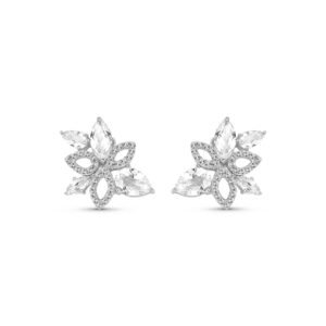 Brinco Noivas Something Blue em Prata 925 com Topázios Incolores e Safiras Incolores