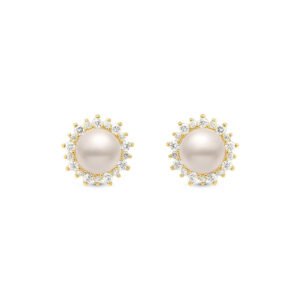 Brinco Paris em Ouro Amarelo 18k com Pérola e Diamantes