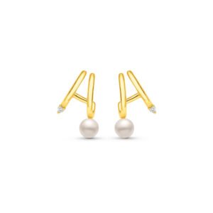 Brinco Revoar em Ouro Amarelo 18k com Pérola e Diamante