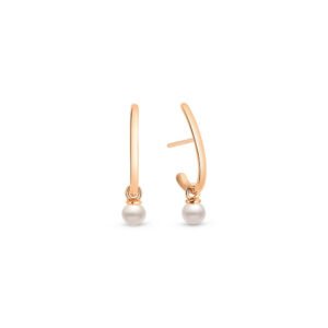 Argola Oval em Ouro Rosé 18k com Pérolas