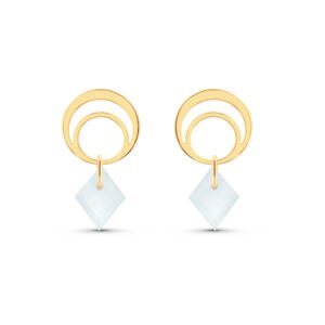 Brinco Gold Circle em Ouro Amarelo 18k com Água Marinha