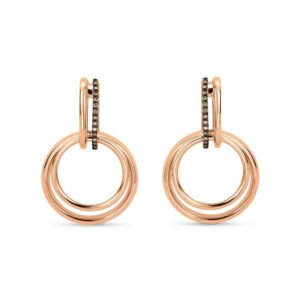 Brinco Argola Elos em Ouro Rosé 18k com Diamantes Brown