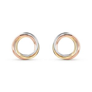 Brinco Tricolore em Ouro Branco, Ouro Amarelo e Ouro Rosé 18k