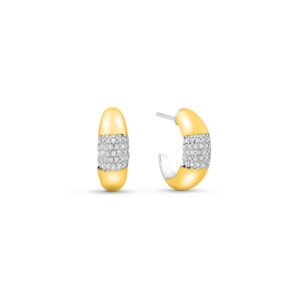 Brinco Argola Mykonos em Prata 925 com Ouro Amarelo 18k e Diamantes