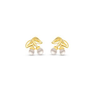 Brinco Baby Cereja em Ouro Amarelo 18k com Pérolas