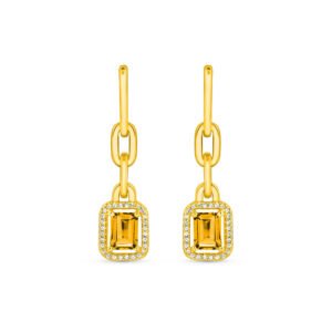 Brinco Chains em Ouro Amarelo 18k com Citrino e Diamantes