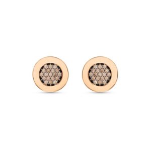 Brinco V Love em Ouro Rosé 18k com Diamantes Brown