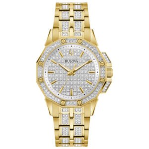 Relógio Bulova Crystal Feminino Aço Dourado 98L302N
