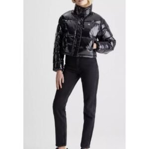 Jaqueta Feminina Cropped Com Brilho Calvin Klein Jeans - Preto Jaqueta Feminina Cropped Com Brilho Calvin Klein Jeans Preto Gg