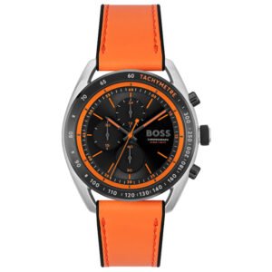 Relógio Boss Masculino Couro Laranja e Preto 1514025