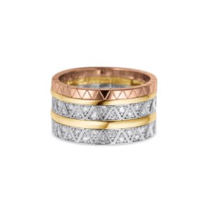 Anel Icona em Ouro Amarelo e Ouro Branco 18k com Diamantes