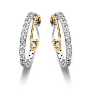 Brinco Argola Icona em Ouro Amarelo e Ouro Branco 18k com Diamantes