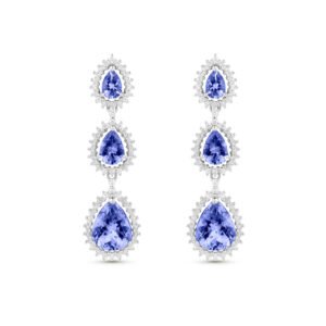 Brinco Clássico em Ouro Branco 18k com Tanzanita e Diamantes