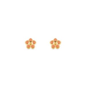 Brinco Baby Flor em Ouro Amarelo 18k com Esmalte