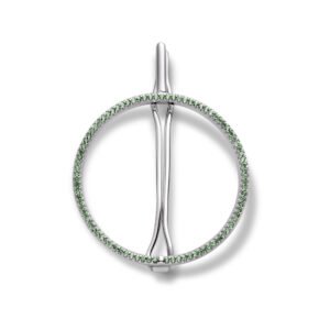 Fivela Life Glam II Grande Prata Cravejado Verde