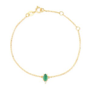 Pulseira Baby em Ouro Amarelo 18k com Esmeralda e Diamantes