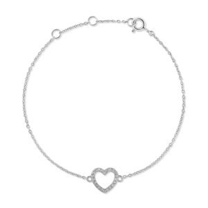 Pulseira Petit Coração em Prata 925 com Topázios Incolores