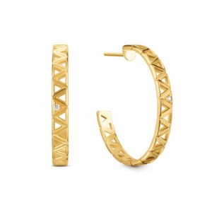 Brinco Argola Icona em Ouro Amarelo 18k com Diamantes