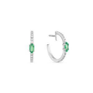 Brinco Life Nature em Prata 925 com Pedras Verdes e Incolores