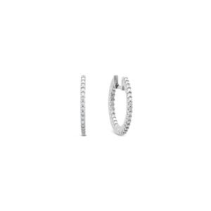 Argola Redonda em Ouro Branco 18k com Diamantes, 16mm