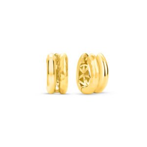 Brinco Argola Bombe Duplo Martelado em Ouro Amarelo 18k, 16mm