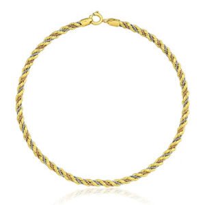 Pulseira Corda em Ouro Amarelo, Ouro Branco e Ouro Rosé 18k