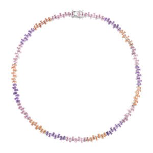 Colar Life Aurora em Prata 925 com Pedras Coloridas, 40cm