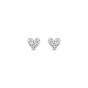 Brinco Teens Coração em Ouro Branco 18k com Diamantes
