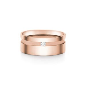 Aliança Ouro Rosé 18k com Diamante, 8mm