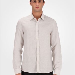 Camisa Masculina Manga Longa Slim Linen Cotton Stripes - Off White Camisa Masculina Manga Longa Slim Linen Cotton Stripes Off White 3