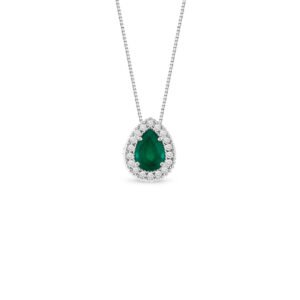 Pingente Classic Oriental em Ouro Branco 18k com Esmeralda e Diamantes