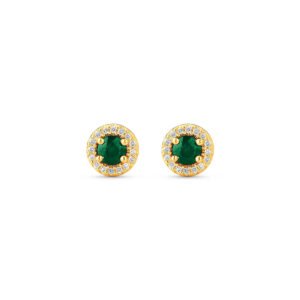Brinco Classic Oriental em Ouro Amarelo 18k com Esmeralda e Diamantes