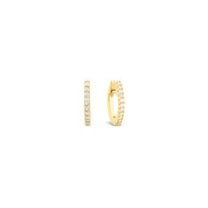 Argola Redonda em Ouro Amarelo 18k com Diamantes, 11,5mm