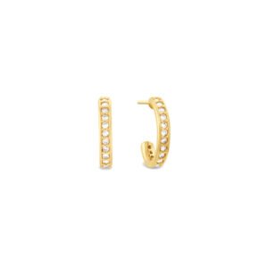 Argola Redonda em Ouro Amarelo 18k com Diamantes