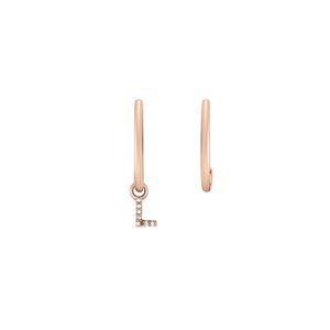 Brinco Letra L em Ouro Rosé 18k com Diamantes