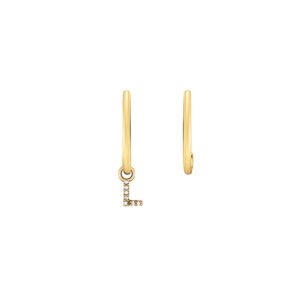 Brinco Letra L em Ouro Amarelo 18k com Diamantes