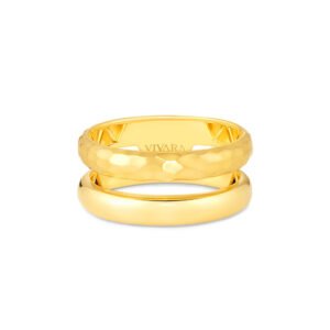 Anel Bombe Duplo Martelado em Ouro Amarelo 18k