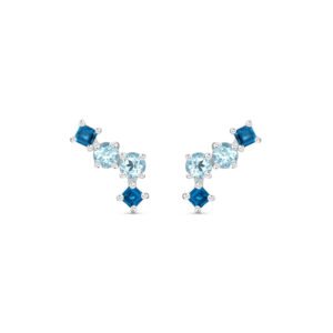 Brinco Spring em Prata 925 com Topázios London e Topázios Sky