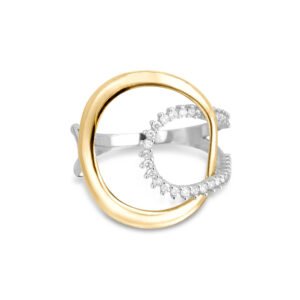 Anel Circolare em Ouro Amarelo e Ouro Branco 18k com Diamantes