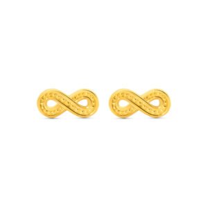 Brinco Life Amuleto Infinito Banho Ouro Amarelo