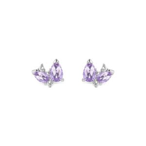 Brinco Life Luna Stud Gota Ametista Prata