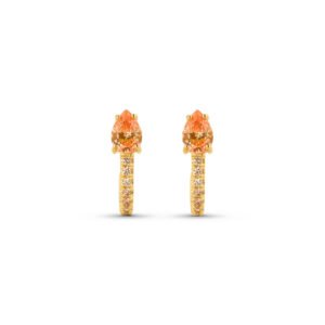 Brinco Life Sun Prata Banho Ouro Amarelo Cravejado