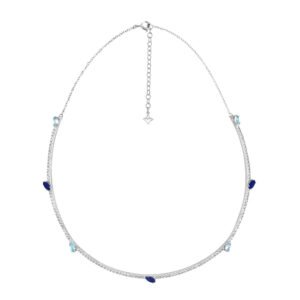 Colar Life Brisa Choker Prata Lápis Lazúli Topázio Azul