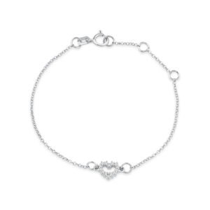 Pulseira Baby Coração em Ouro Branco 18k com Diamantes