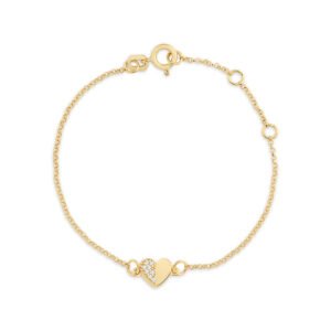 Pulseira Baby Coração em Ouro Amarelo 18k com Diamantes