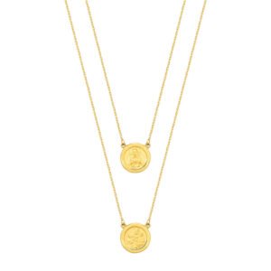 Escapulário Medalhas Jesus e N.Sra Aparecida em Ouro Amarelo 18k, 60cm